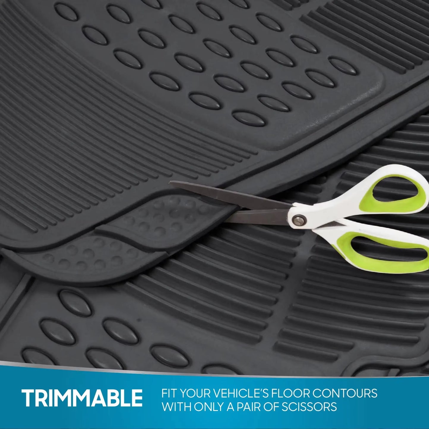 Black Car Floor Mats for Cars, Trucks, and Suvs. Two-Piece, Universal Design, All-Weather Car Floor Mats. Black, Stain-Resistant