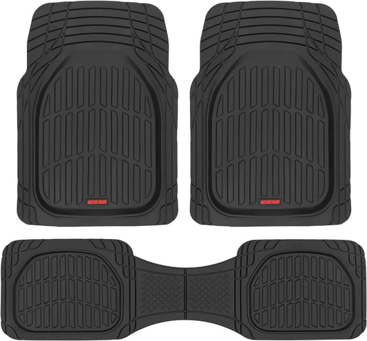 Motor Trend Flextough Floor Mats for Cars, Deep Dish All-Weather Mats, Waterproof Trim-To Fit Automotive Floor Mats for Cars