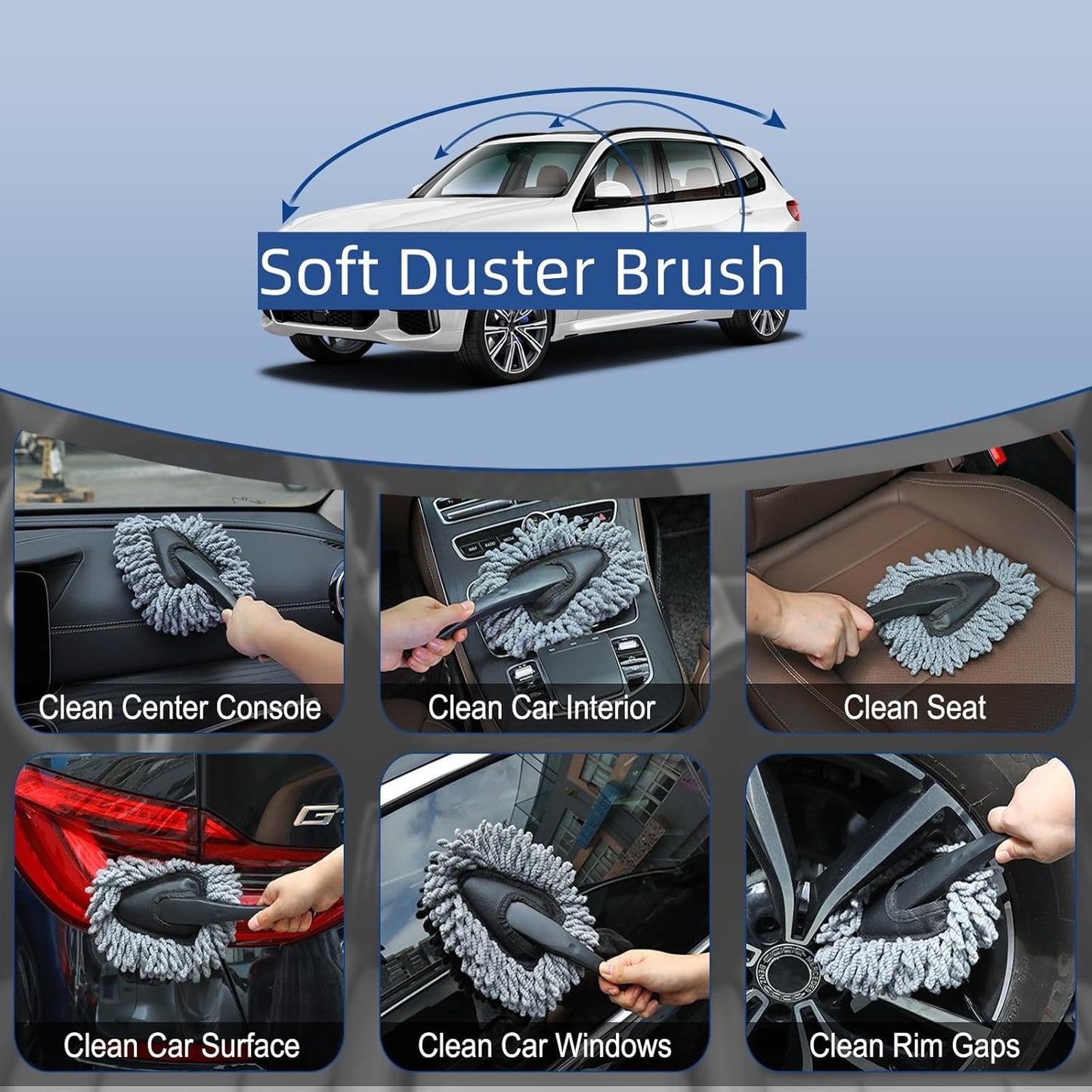 Car Interior Duster Detail Brush Cleaning Gel Kit, Soft Dash Vent Dusting Slime Putty Detailing Brushes Accessories Essentials Supplies Tools for Auto,Truck,Suv,Rv