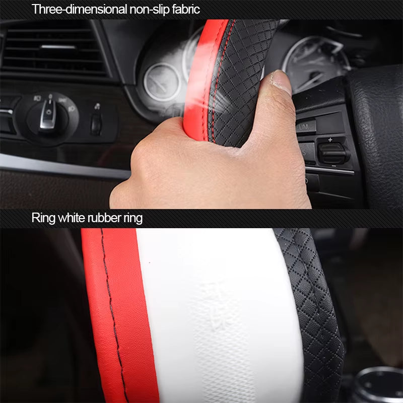 Universal New Steering Wheel Cover Breathable Artificial Leather Car Steering-Wheel Cover Fabric Braid Auto Interior Accessories