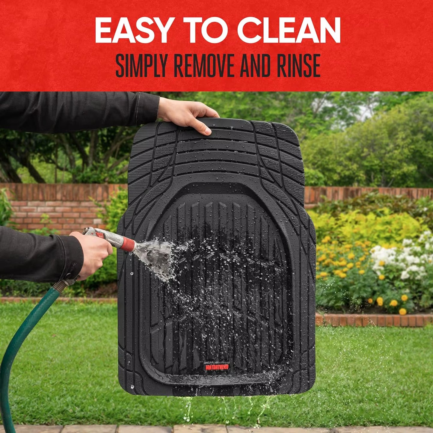 Motor Trend Flextough Floor Mats for Cars, Deep Dish All-Weather Mats, Waterproof Trim-To Fit Automotive Floor Mats for Cars