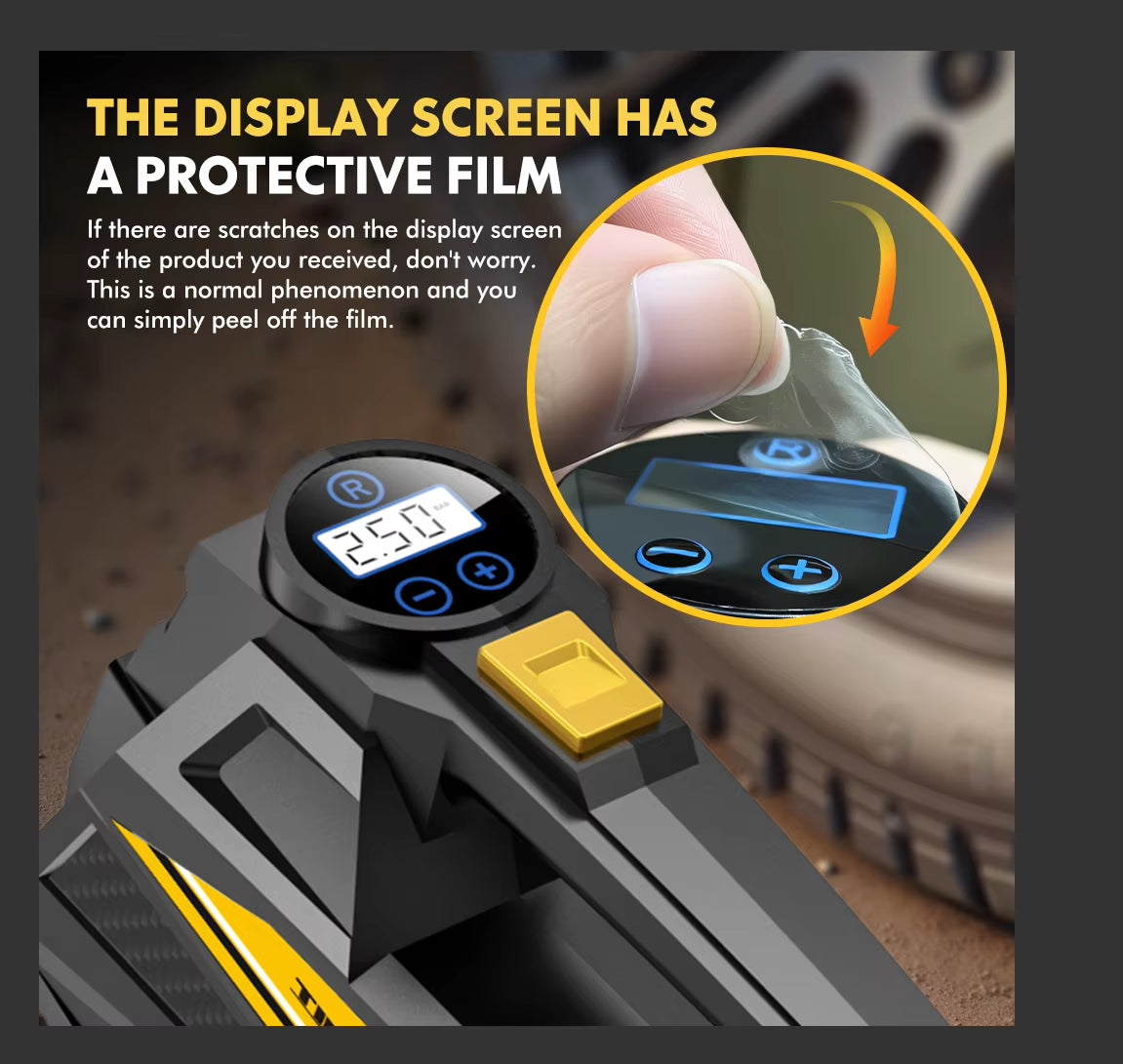 Corded Portable Car Air Pump Upgraded 12V 150PSI Electric Tire Inflator Pump Motorcycle Bike Ball LED Light Car Air Compressor