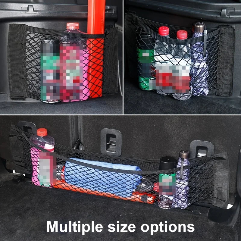 Universal Car Storage Bag Double Mesh Trunk Storage Net, Car Built-In Storage Bag, Car Fire Extinguisher Fixed Net