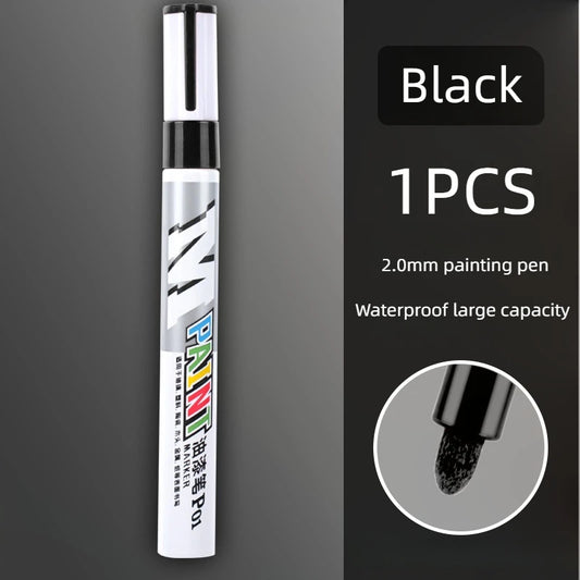 Car Paint Scratches Repair Brush Pen Waterproof Water Paint Marker Pen Car Tire Tread Care Automotive Black White Red Silver