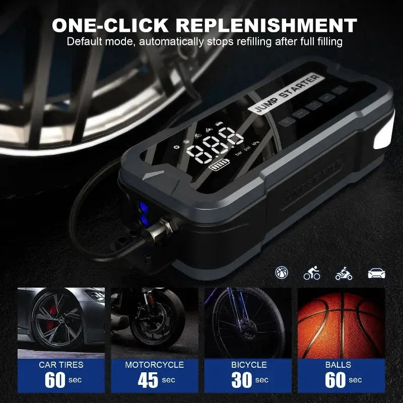 Portable 4 in 1 Jump Starter with Air Pump