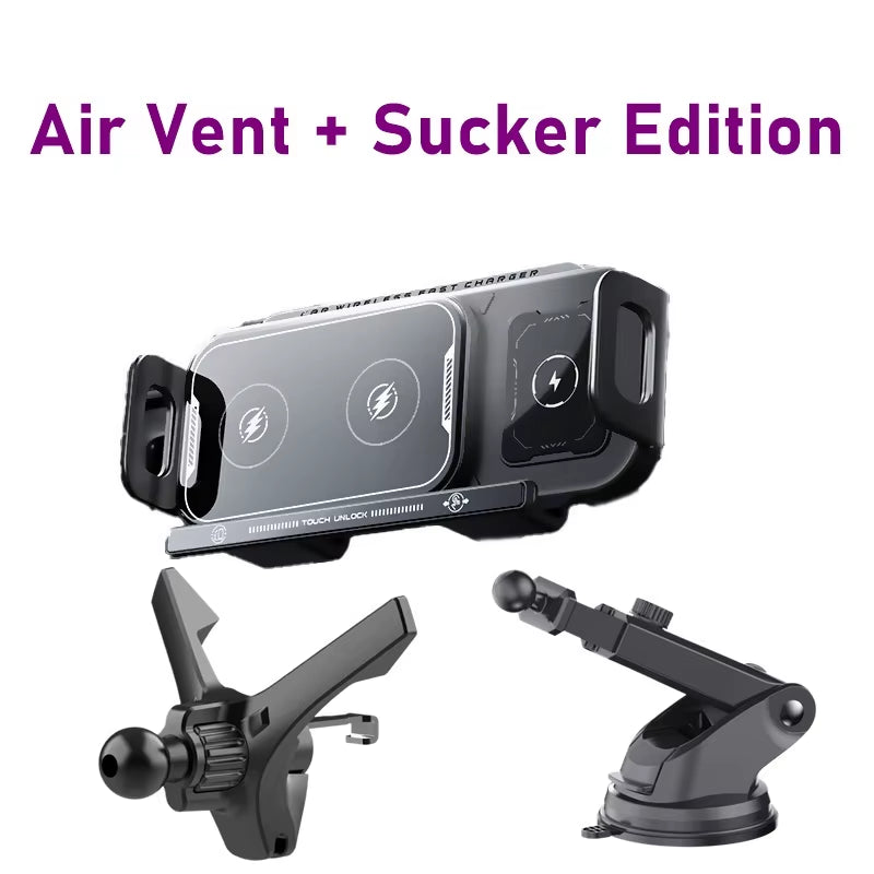 Car Phone Holder Wireless Charger Touch Control Stand for Samsung Galaxy Fold 6 5 4 Z Flip Iphone 16 15 14 13 Pro Max