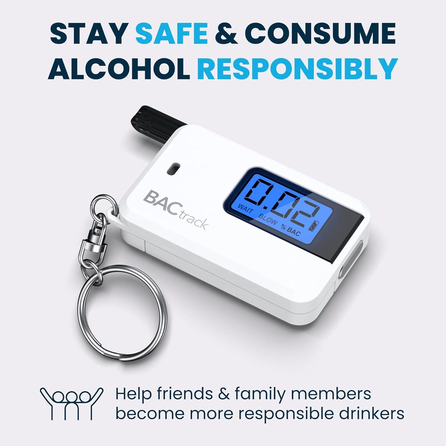 Go Keychain Breathalyzer (White) | Ultra-Portable Pocket Keyring Alcohol Tester for Personal Use