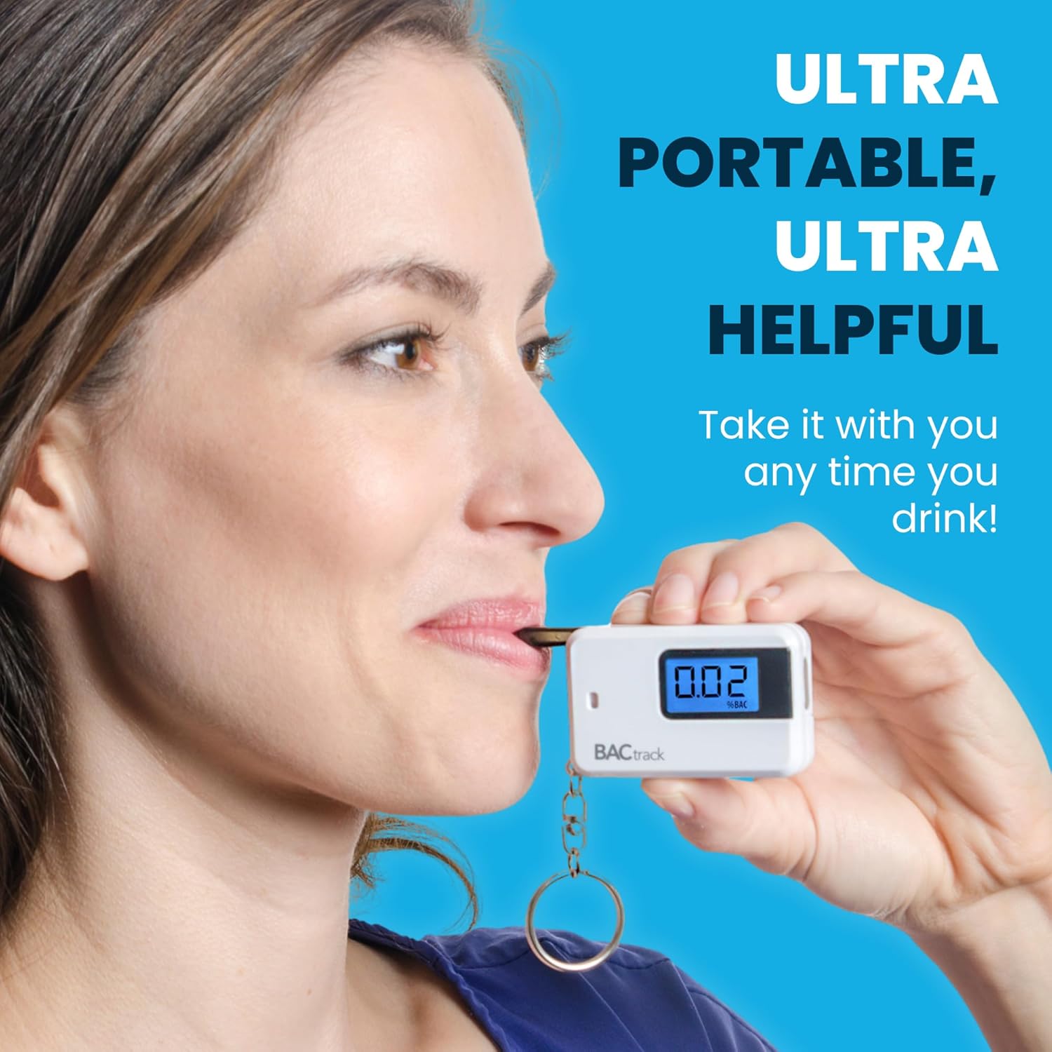 Go Keychain Breathalyzer (White) | Ultra-Portable Pocket Keyring Alcohol Tester for Personal Use