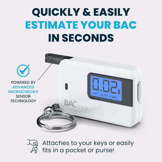 Go Keychain Breathalyzer (White) | Ultra-Portable Pocket Keyring Alcohol Tester for Personal Use