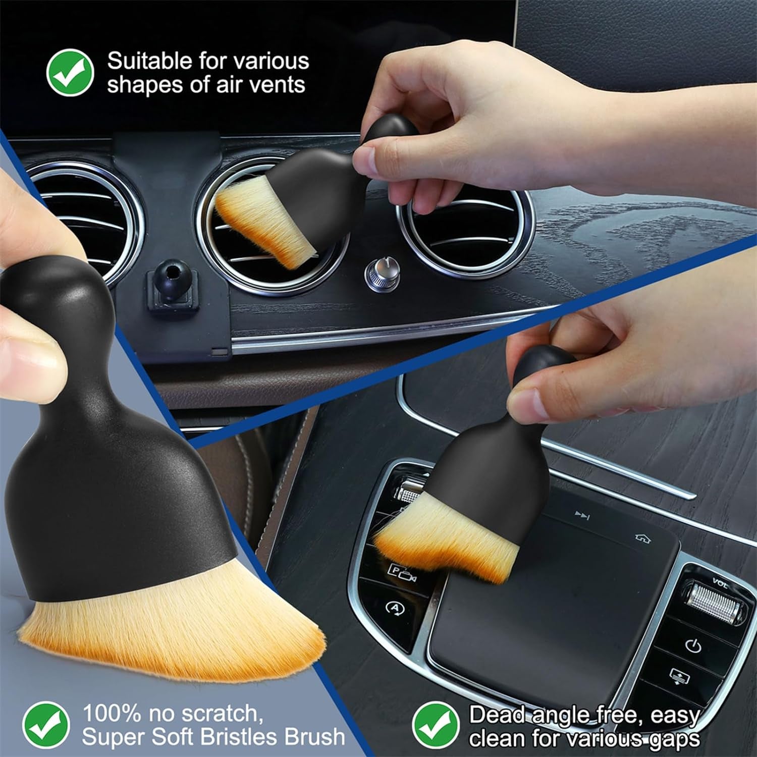 Car Interior Duster Detail Brush Cleaning Gel Kit, Soft Dash Vent Dusting Slime Putty Detailing Brushes Accessories Essentials Supplies Tools for Auto,Truck,Suv,Rv