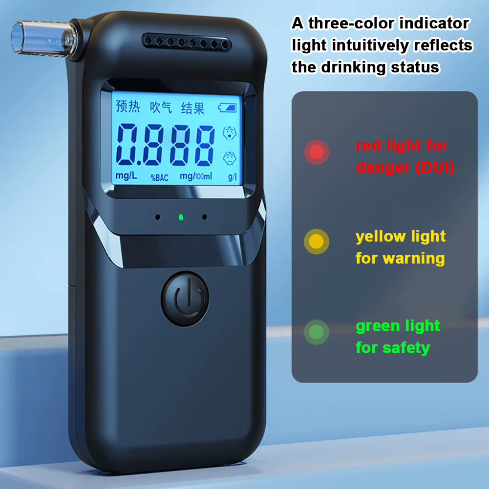 MR997 Handheld Alcohols Tester Portable High-Precise Alcohols Detector High-Sensitive Electronic Breathalyzer LCD Display