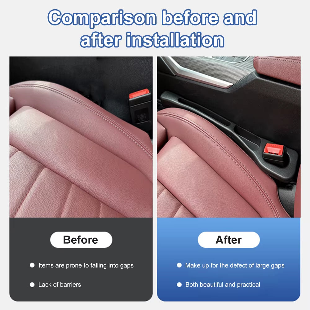 2X Car Seat Gap Filler Organizer U Waterproof Car Seat Gap Plug Strip with 2 Grooves Seat Gap Storage Auto Interior Accessories