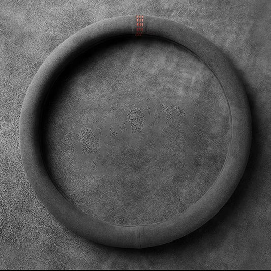 Car Steering Wheel Covers Cowhide Suede Steering Wheel Cover Wrap Universal 37-38Cm Breathable Steering Covers Car Accessories