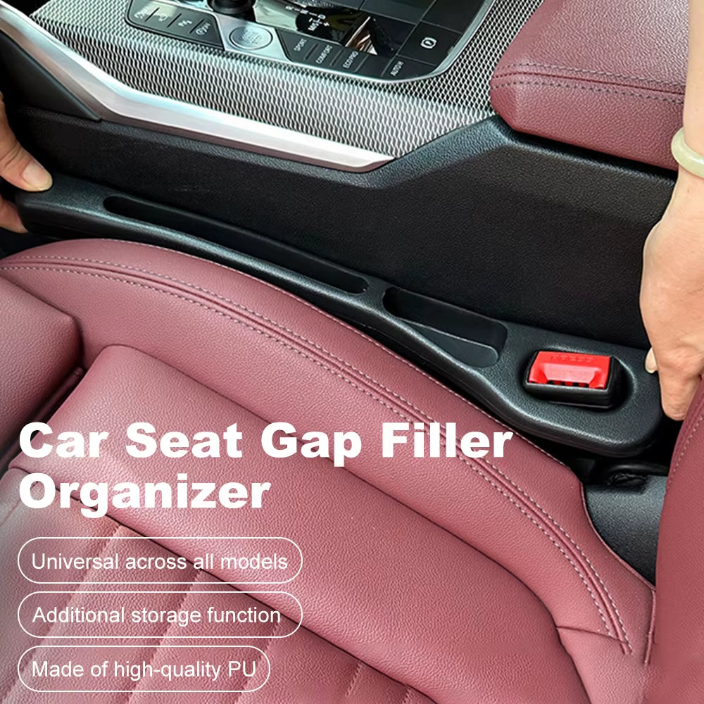 2X Car Seat Gap Filler Organizer U Waterproof Car Seat Gap Plug Strip with 2 Grooves Seat Gap Storage Auto Interior Accessories