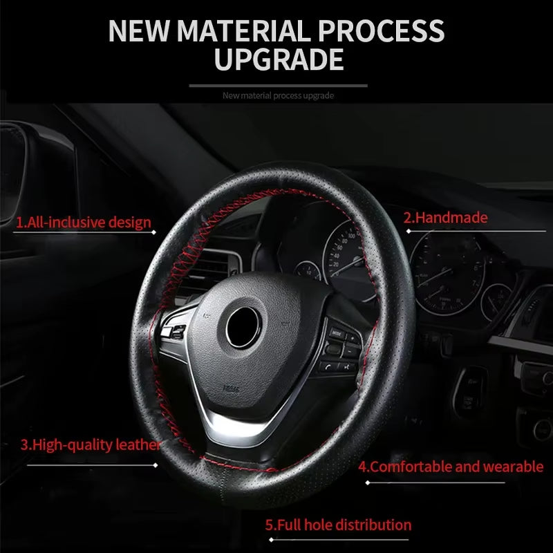 Genuine Leather Steering Wheel Cover for Car Braiding Steering Wheel Protector Covers anti Scratch Steering Accessories