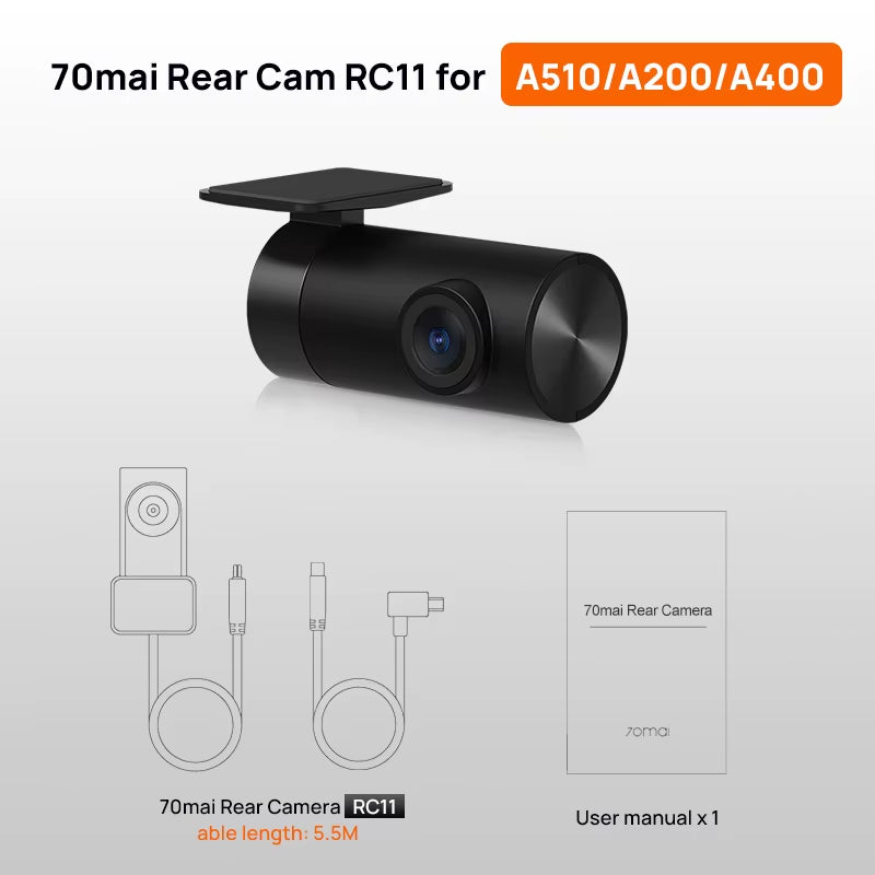 Rear Cam RC11 for  Dash Cam A200 A510 A410 Car DVR Rearview Dash Cam Support Parking Recording