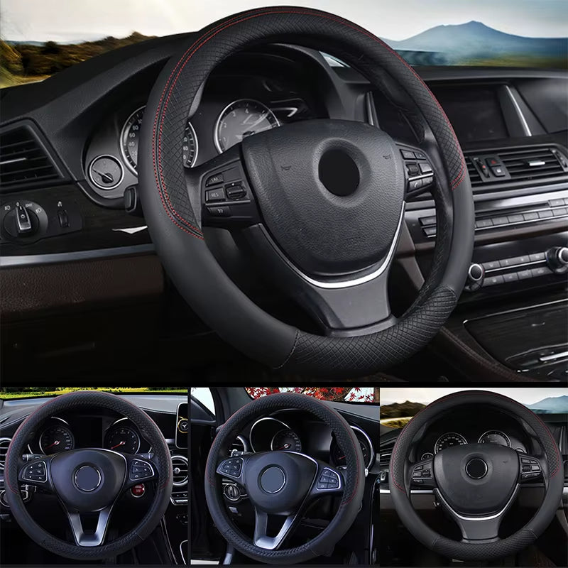 Universal New Steering Wheel Cover Breathable Artificial Leather Car Steering-Wheel Cover Fabric Braid Auto Interior Accessories