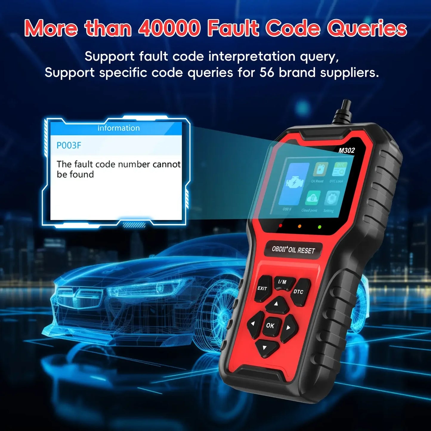 Car Code Reader OBD2 Scanner Diagnostic Tool M302 Professional OBDII Scanner+Oil Reset with OBDII Live Data Check Engine Light