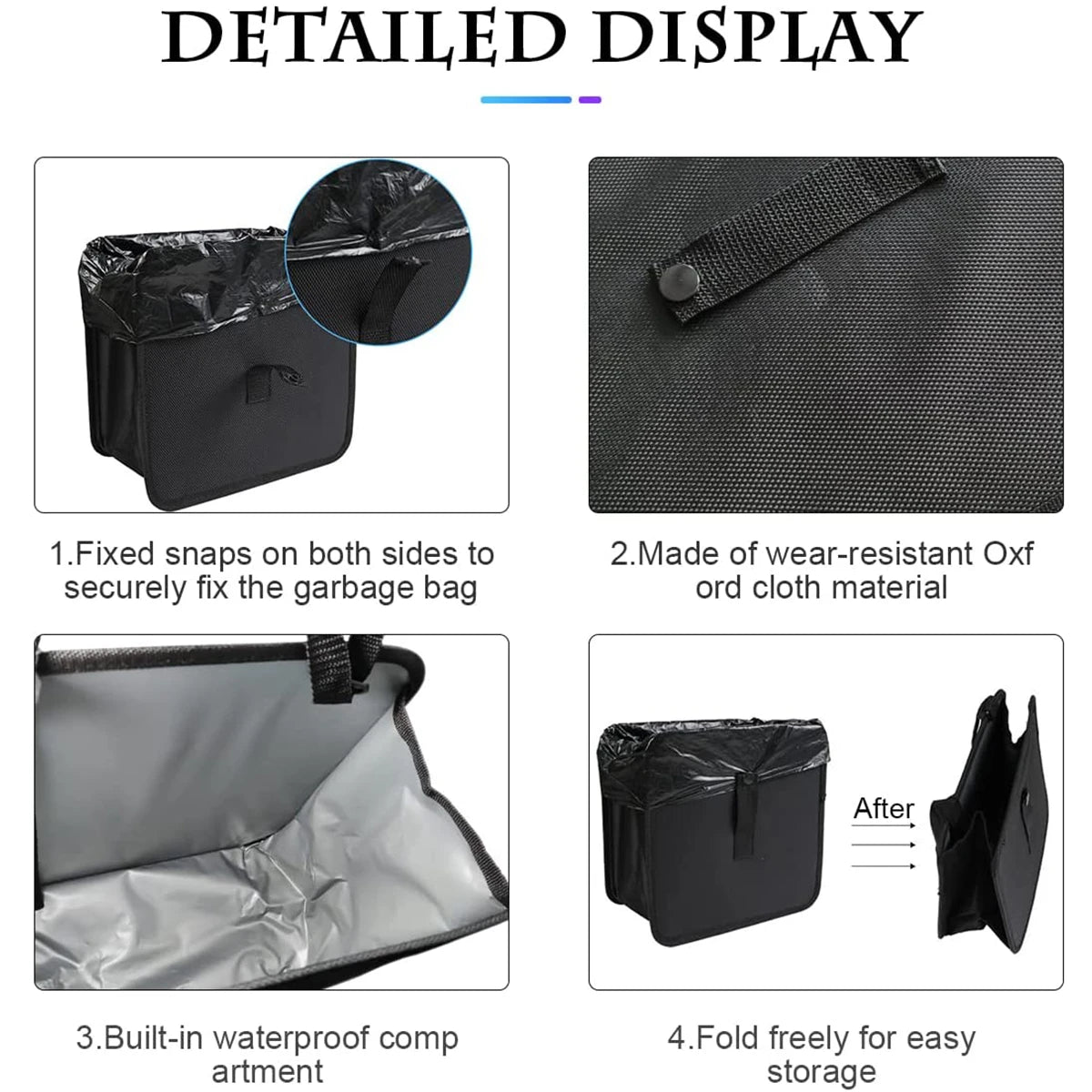 Foldable Car Trash Can 6.58L Car Trash Organizer Bin Portable Hanging Car Dustbin Storage Bag with Adjustable Strap Waterproof