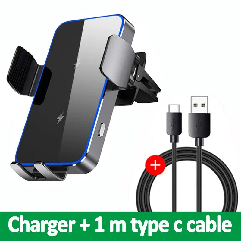 VIKEFON Dual Coil Car Wireless Charger for Samsung Galaxy Z Flip 5 4 3S22 Iphone Auto Clamp Fast Car Charging Phone Mount Holder