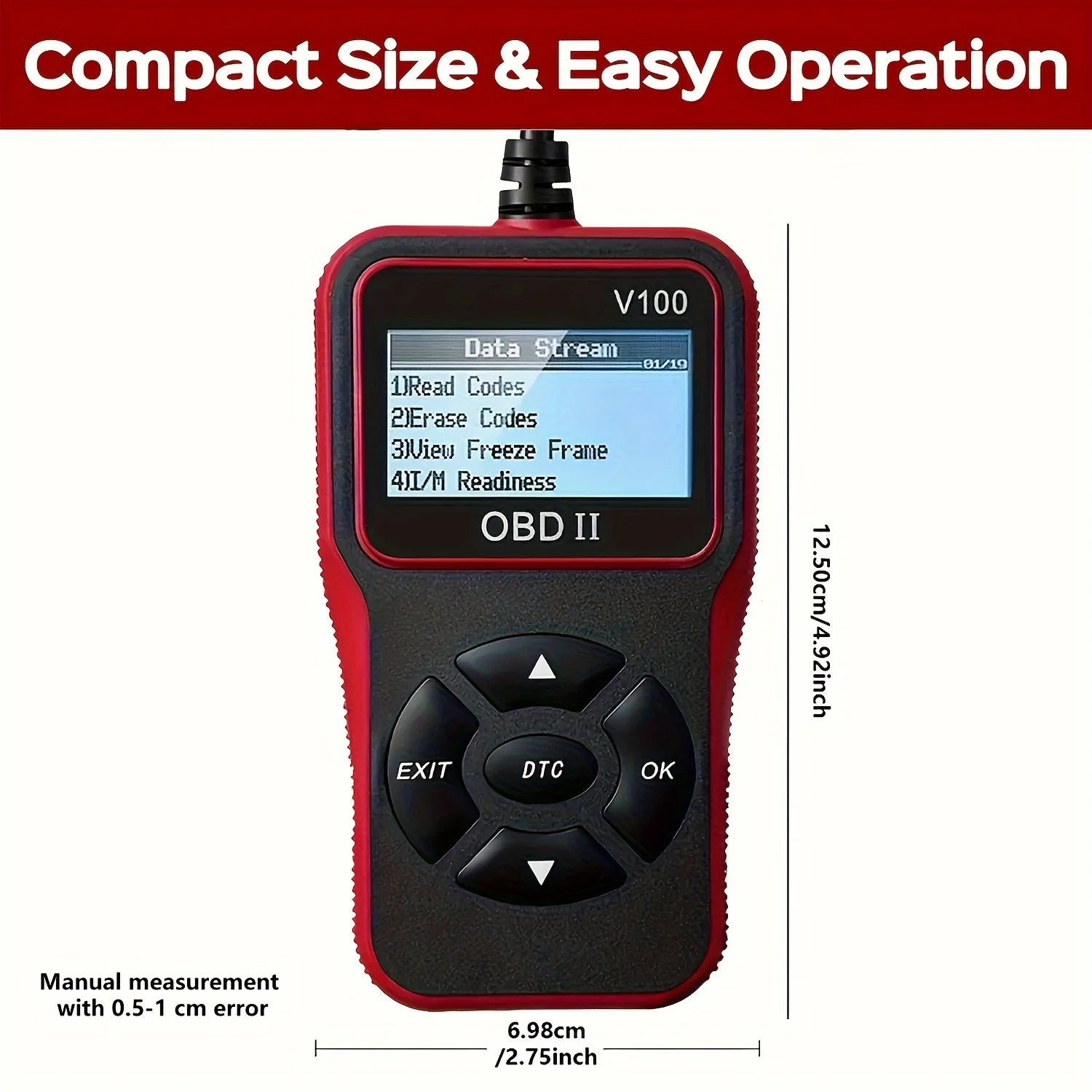 Car OBDII Diagnostic Scanner Code Reader Engine Fault Code Reader Scanner Can Diagnose Scan Tool for All OBD II Protocol Cars
