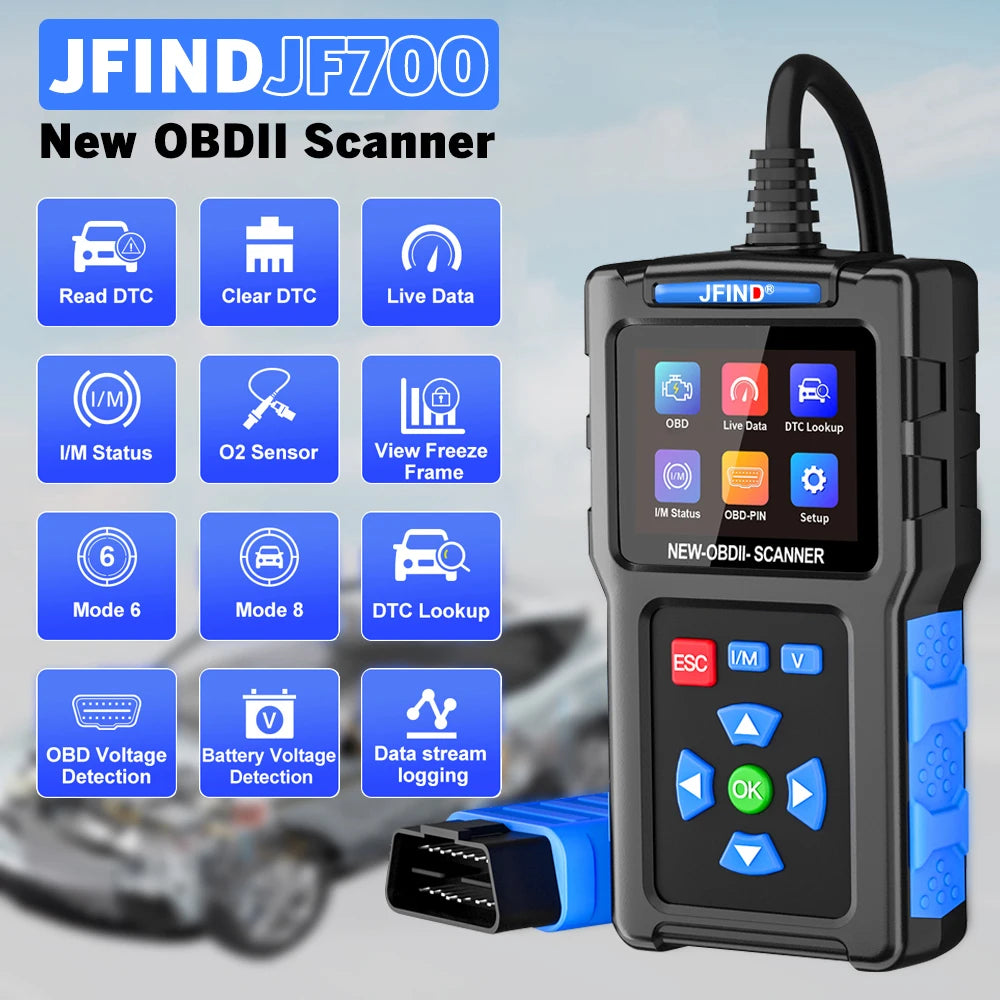 OBD2 Scanner JF700 Code Reader Diagnostics Tool Car Fault Code Reader Engine Check OBDII Scanner Battery Voltage Tester I/M
