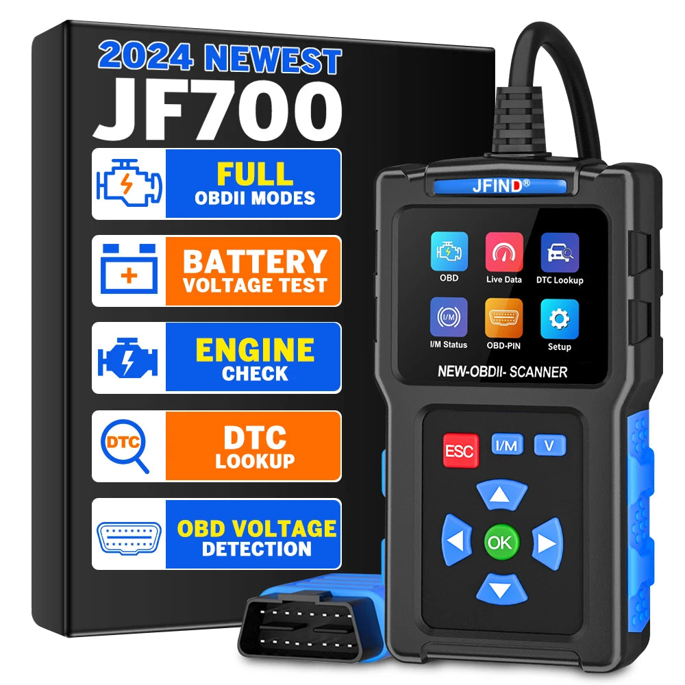 OBD2 Scanner JF700 Code Reader Diagnostics Tool Car Fault Code Reader Engine Check OBDII Scanner Battery Voltage Tester I/M