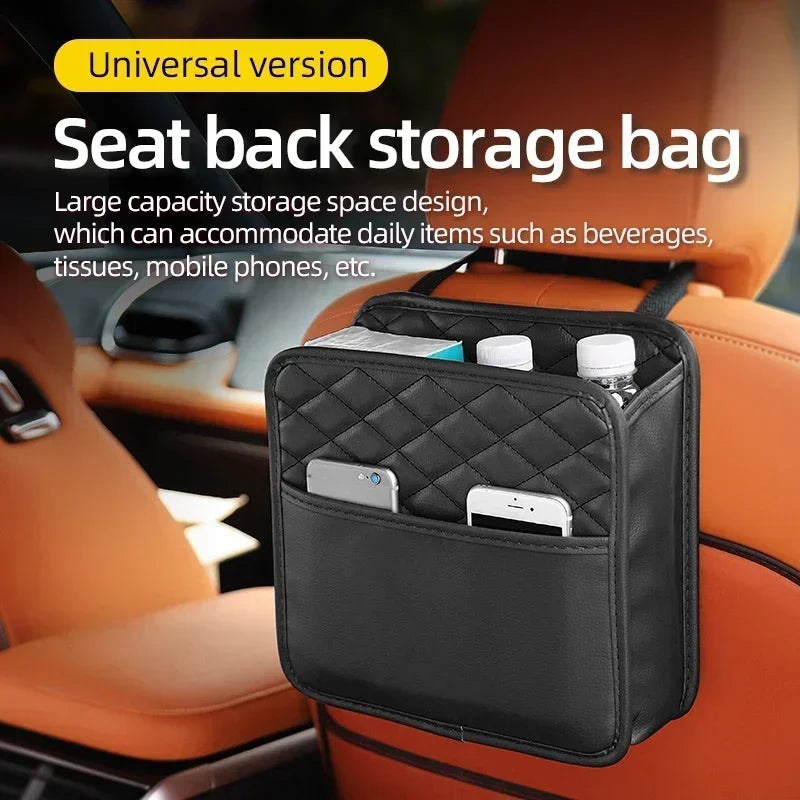 2024 Multi-Functional Car Seat Storage Bag Leather Storage Bag Garbage Bag Storage Bag Portable Trash Can for Most Models