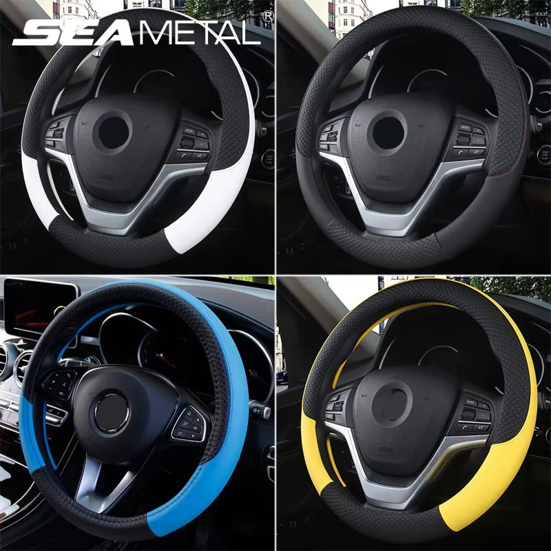 Universal New Steering Wheel Cover Breathable Artificial Leather Car Steering-Wheel Cover Fabric Braid Auto Interior Accessories
