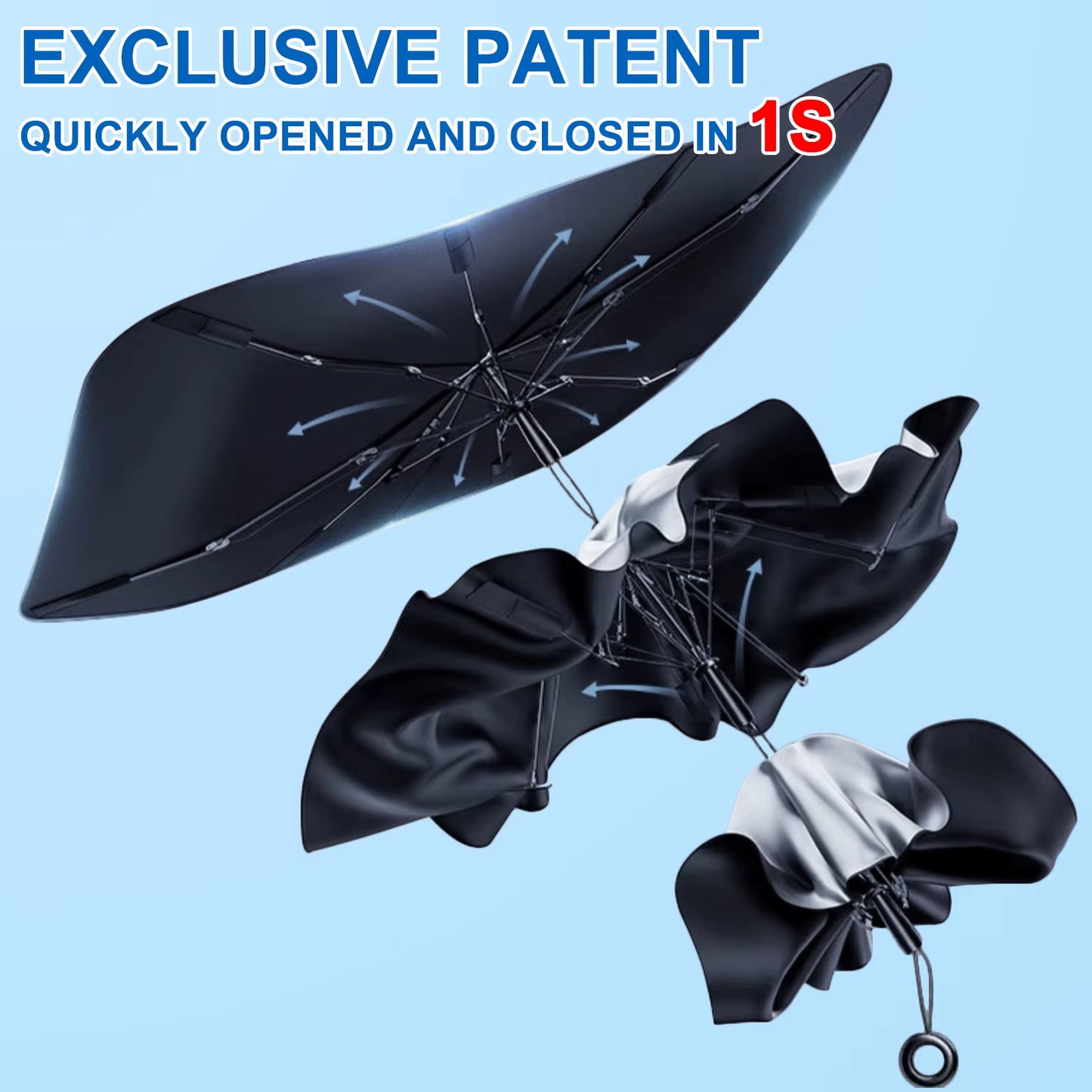 High Quality Upgraded Car Windshield Sunshades Umbrella Foldable W/ Pull Ring Auto Front Window Cover for UV Ray Block