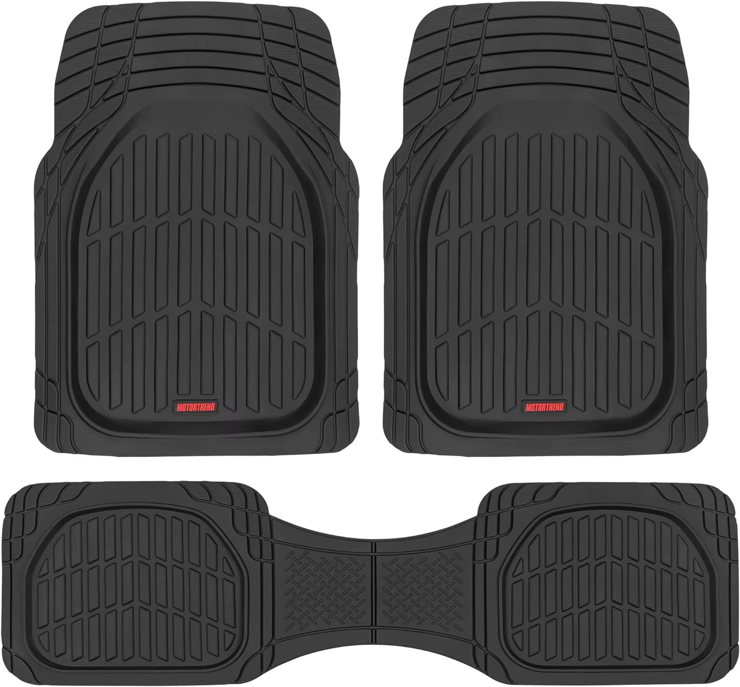Motor Trend Flextough Floor Mats for Cars, Deep Dish All-Weather Mats, Waterproof Trim-To Fit Automotive Floor Mats for Cars
