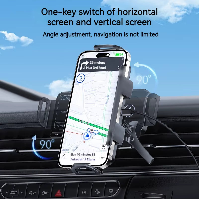 Car Phone Holder Wireless Charger Touch Control Stand for Samsung Galaxy Fold 6 5 4 Z Flip Iphone 16 15 14 13 Pro Max