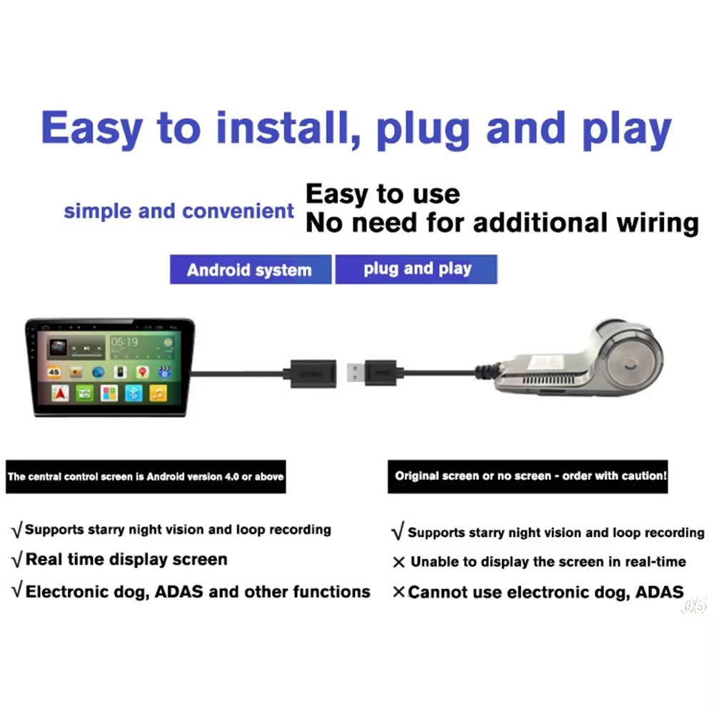 Car DVR ADAS LDWS Dash Cam Full HD 1080P Dash Cam for DVD Android Player Navigation Unit Auto Audio Voice Alarm Video Recording