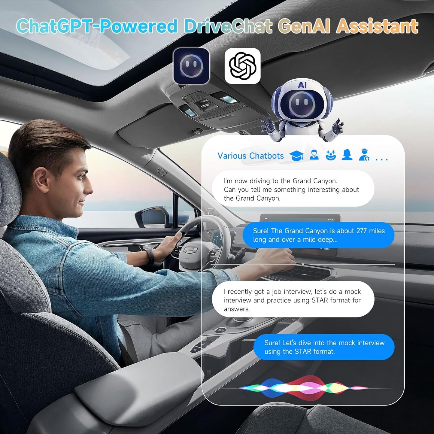 Wireless Carplay Adapter Android Auto - Smart AI Magic Video Box with Built-In Android Multimedia System, Enjoy Video & Music Apps, Navigation, AI Voice, Plug & Play for Factory Wired Carplay Car