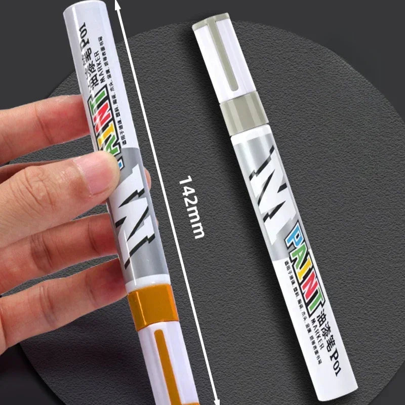 Car Paint Scratches Repair Brush Pen Waterproof Water Paint Marker Pen Car Tire Tread Care Automotive Black White Red Silver