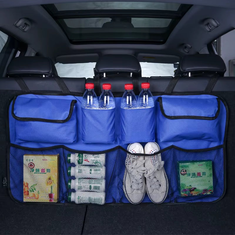 Car Trunk Organizer Adjustable Backseat Storage Bag Net High Capacity Multi-Use Oxford Automobile Seat Back Organizers Universal