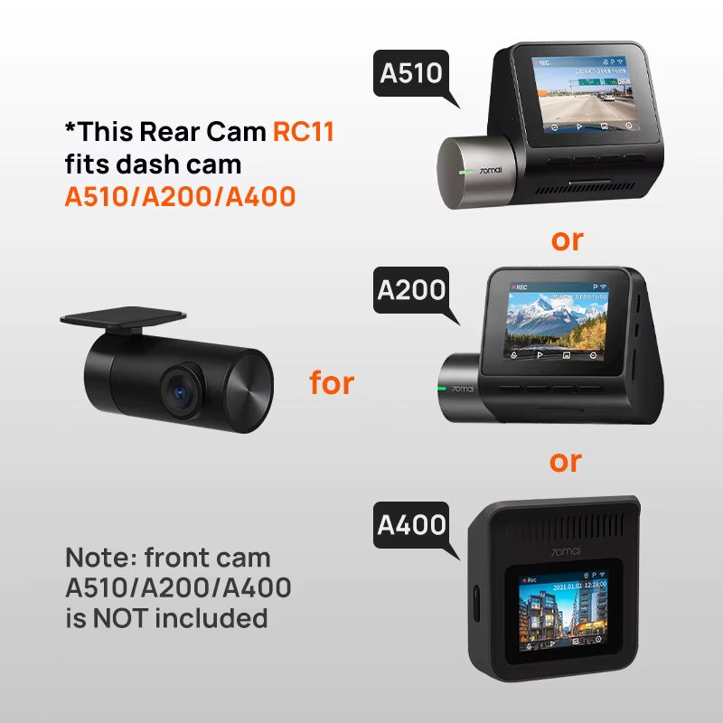Rear Cam RC11 for  Dash Cam A200 A510 A410 Car DVR Rearview Dash Cam Support Parking Recording