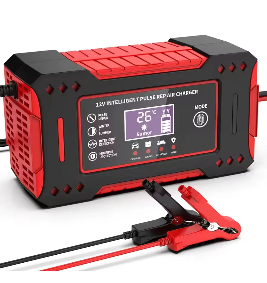 Battery Repair LCD Display 6A 12V Intelligent Car Battery Charger Car and Motorcycle Battery Charging Unit Lead-Acid