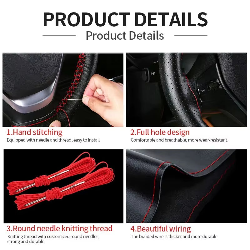 Genuine Leather Steering Wheel Cover for Car Braiding Steering Wheel Protector Covers anti Scratch Steering Accessories